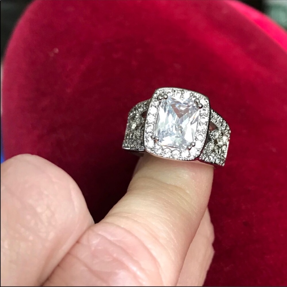 White Sapphire and sterling silver ring